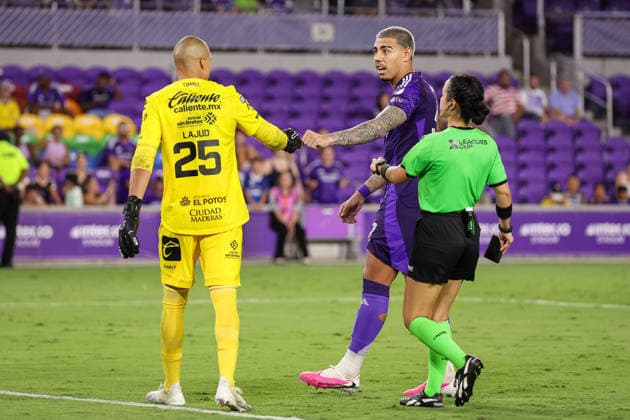 August 12, 2026, Orlando, Florida, USA: Orlando City SC defender IAGO TEODORO DA SILVA NOGUEIRA and Atlo tico San Luis goalkeeper GIBRoÂN LAJUD (25) after IAGO TEODORO DA SILVA NOGUEIRA penalty kick during a match against Atlo tico San Luis. Orlando City SC hosted Athletico San Luis in a Leagues Cup match at Inter.Co Stadium in Orlando, FL. Orlando USA - ZUMAm299 20260812_znp_m299_011 Copyright: xTaylorxMcFeex