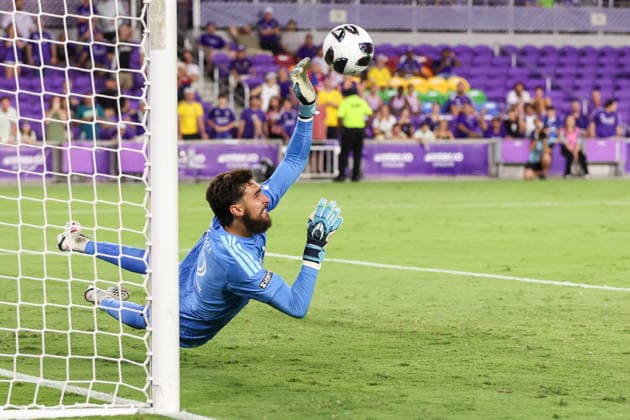 August 12, 2026, Orlando, Florida, USA: A save by Orlando City SC goalkeeper JAVIER OTERO (12) during penalty kick against Atlo tico San Luis. Orlando City SC hosted Athletico San Luis in a Leagues Cup match at Inter.Co Stadium in Orlando, FL. Soccer 2026: Athletico San Luis 2:2 Orlando City SC  - ZUMAm299 20260812_znp_m299_026 Copyright: xTaylorxMcFeex