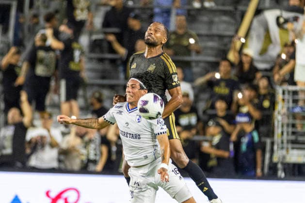 August 12, 2026, Los Angeles, California, USA: Club Quero taro midfielder Enzo Gimo nez (16) and Los Angeles FC defender Eddie Segura (4) vie for the ball during a Leagues Club soccer match on Wednesday, Aug. 12, 2026 in Los Angeles. Los Angeles USA - ZUMAc68_ 20260812_zaf_c68_006 Copyright: xRingoxChiux