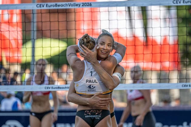 STARE JABLONKI, POLEN - AUGUST 12: Louisa Lippmann (Player 2, GER) during the European Championships Beach volleyball, Beachvolleyball at Stare Jablonki on August 12, 2026 in Stare Jablonki, Polen. Polen Copyright: xPeterxWeberx