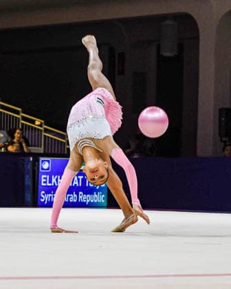 August 12, 2026, Frankfurt, Hesse, Germany: Syrian Arab Republic gymnast TALYA ELKHAYAT competes in the 42nd Rhythmic gymnastics, Rhythmische Sportgymnastik, RSG World Championships qualifiers in the Festhalle in Frankfurt, Hesse, Germany on Wednesday, August 12, 2026. 2026 Rhythmic Gymnastics World Championships Qualifying  - ZUMAd168 20260812_zsp_d168_007 Copyright: xKaixDambachx