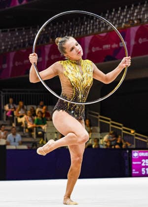August 12, 2026, Frankfurt, Hesse, Germany: Venezuelan gymnast JIMENA DOMINGUEZ competes in the 42nd Rhythmic gymnastics, Rhythmische Sportgymnastik, RSG World Championships qualifiers in the Festhalle in Frankfurt, Hesse, Germany on Wednesday, August 12, 2026. 2026 Rhythmic Gymnastics World Championships Qualifying  - ZUMAd168 20260812_zsp_d168_060 Copyright: xKaixDambachx