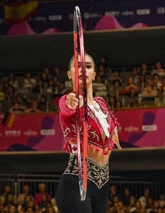 August 12, 2026, Frankfurt, Hesse, Germany: Canadian gymnast JANA ALEMAM competes in the 42nd Rhythmic gymnastics, Rhythmische Sportgymnastik, RSG World Championships qualifiers in the Festhalle in Frankfurt, Hesse, Germany on Wednesday, August 12, 2026. 2026 Rhythmic Gymnastics World Championships Qualifying  - ZUMAd168 20260812_zsp_d168_069 Copyright: xKaixDambachx