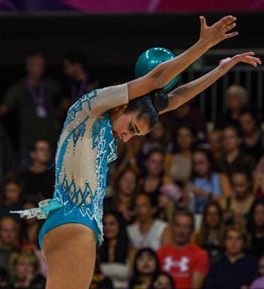 August 12, 2026, Frankfurt, Hesse, Germany: Lebanese gymnast LUNA BIRJAWI competes in the 42nd Rhythmic gymnastics, Rhythmische Sportgymnastik, RSG World Championships qualifiers in the Festhalle in Frankfurt, Hesse, Germany on Wednesday, August 12, 2026. 2026 Rhythmic Gymnastics World Championships Qualifying  - ZUMAd168 20260812_zsp_d168_098 Copyright: xKaixDambachx