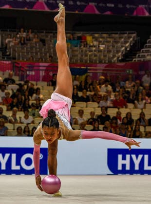 August 12, 2026, Frankfurt, Hesse, Germany: Syrian Arab Republic gymnast TALYA ELKHAYAT competes in the 42nd Rhythmic gymnastics, Rhythmische Sportgymnastik, RSG World Championships qualifiers in the Festhalle in Frankfurt, Hesse, Germany on Wednesday, August 12, 2026. 2026 Rhythmic Gymnastics World Championships Qualifying  - ZUMAd168 20260812_zsp_d168_114 Copyright: xKaixDambachx