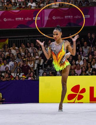 August 12, 2026, Frankfurt, Hesse, Germany: Brazilian gymnast MARIA EDUARDA ALEXANDRE competes in the 42nd Rhythmic gymnastics, Rhythmische Sportgymnastik, RSG World Championships qualifiers in the Festhalle in Frankfurt, Hesse, Germany on Wednesday, August 12, 2026. 2026 Rhythmic Gymnastics World Championships Qualifying  - ZUMAd168 20260812_zsp_d168_124 Copyright: xKaixDambachx