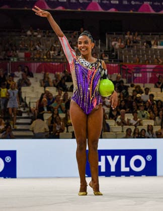 August 12, 2026, Frankfurt, Hesse, Germany: Angolan gymnast LUANA GOMES competes in the 42nd Rhythmic gymnastics, Rhythmische Sportgymnastik, RSG World Championships qualifiers in the Festhalle in Frankfurt, Hesse, Germany on Wednesday, August 12, 2026. 2026 Rhythmic Gymnastics World Championships Qualifying  - ZUMAd168 20260812_zsp_d168_136 Copyright: xKaixDambachx