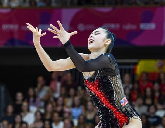 August 12, 2026, Frankfurt, Hesse, Germany: American gymnast RIN KEYS competes in the 42nd Rhythmic gymnastics, Rhythmische Sportgymnastik, RSG World Championships qualifiers in the Festhalle in Frankfurt, Hesse, Germany on Wednesday, August 12, 2026. 2026 Rhythmic Gymnastics World Championships Qualifying  - ZUMAd168 20260812_zsp_d168_141 Copyright: xKaixDambachx