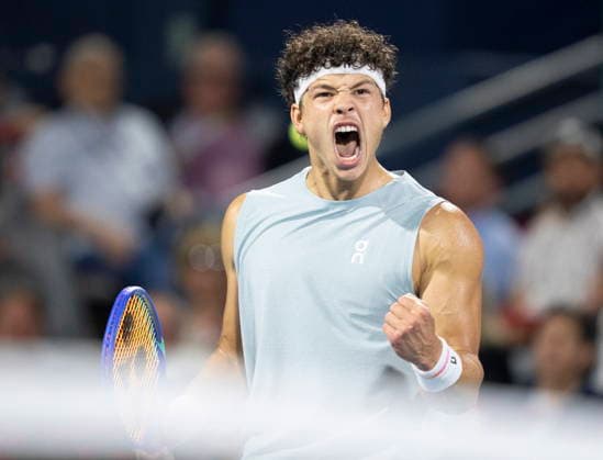 August 12, 2026, Montreal, Pq, Canada: Ben Shelton of the United States reacts during his match against compatriot Learner Tien during semifinal tennis action at the National Bank Open in Montreal on Wednesday, Aug. 12, 2026. Canada News - August 12, 2026  - ZUMAc35_ 20260812_zaf_c35_117 Copyright: xChristinnexMuschix