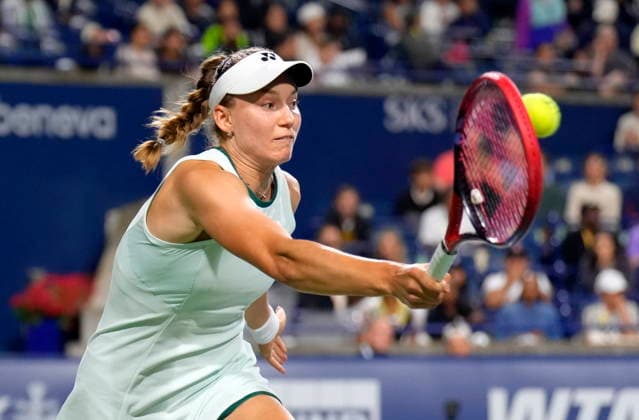 August 12, 2026, Toronto, On, CAN: Kazakhstan s Elena Rybakina hits a forehand against USA s Coco Gauff during National Bank Open semi final tennis action in Toronto on Wednesday, August 12, 2026. Canada News - August 12, 2026  - ZUMAc35_ 20260812_zaf_c35_141 Copyright: xChrisxYoungx