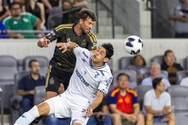August 12, 2026, Los Angeles, California, USA: Club Quero taro midfielder Waldo Madrid (29) and Los Angeles FC defender Yevhen Cheberko (23) vie for the ball during a Leagues Club soccer match on Wednesday, Aug. 12, 2026 in Los Angeles. Leagues Club 2026: LAFC 5: 4 Club Quero Taro  - ZUMAc68_ 20260812_zaf_c68_045 Copyright: xRingoxChiux