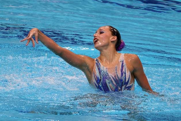 (260813) -- BUDPAEST, Aug. 13, 2026 -- Daniela Suarez Fernandez of Spain performs during the Women s Solo Technical Final of the World Aquatics Junior Artistic Swimming Championships in Budapest, Hungary, on Aug. 12, 2026. (Photo by Xinhua) (SP)HUNGARY-BUDPAEST-ARTISTIC SWIMMING-WORLD JUNIOR CHANPIONSHIPS-WOMEN S SOLO TECHNICAL AttilaxVolgyi 