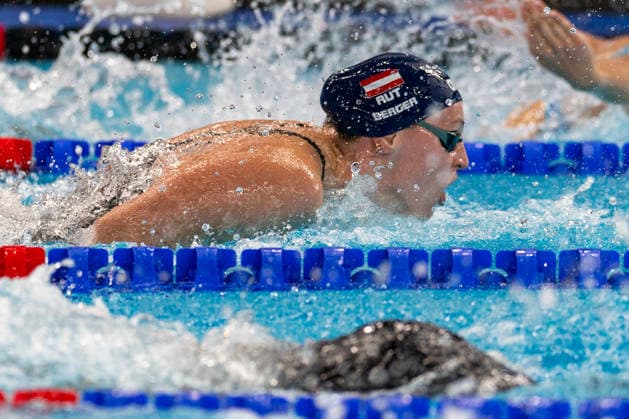 SWIMMING - EAC 2026 PARIS,FRANCE,13.AUG.26 - SWIMMING - European Aquatics Championships Paris 2026, 100m butterfly, women. Image shows Iris Julia Berger (AUT).  GEPAxpictures xPhilippxBrem