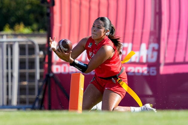 Ximena Cuate Cuate Romero (Mexico) in action during the Women s 2026 IFAF Flag Football World Championships group stage match between Mexico v Germany at Flag Football Complex Dusseldorf-Garath on August 13, 2026 in Dusseldorf, Germany. (Photo by Alex Gottschalk DeFodi Images) - *** Ximena Cuate Cuate Romero of Mexico in action during the group stage match of the 2026 IFAF Women’s Flag Football World Championships between Mexico and Germany at the Flag Football Complex Düsseldorf-Garath on August 13, 2026, in Düsseldorf, Germany. Photo by Alex Gottschalk, DeFodi Images