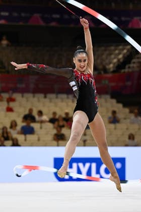 IPA87441448 - Daniela PICO (ESP) performing her ribbon routine at the 42nd Rhythmic gymnastics, Rhythmische Sportgymnastik, RSG World Championships in Frankfurt am Main, Germany, on August 13, 2026  Copyright: xFilippoxTomasi IPAxSportx xx 87441448