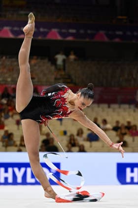 IPA87441426 - Daniela PICO (ESP) performing her ribbon routine at the 42nd Rhythmic gymnastics, Rhythmische Sportgymnastik, RSG World Championships in Frankfurt am Main, Germany, on August 13, 2026  Copyright: xFilippoxTomasi IPAxSportx xx 87441426