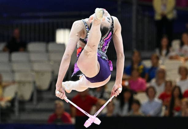 13.08.2026, xhbx, Rhythmische Sportgymnastik Weltmeisterschaft 2026, v.l. Qi Wang (China)Keulen (DFL DFB REGULATIONS PROHIBIT ANY USE OF PHOTOGRAPHS as IMAGE SEQUENCES and or QUASI-VIDEO) Frankfurt am Main *** August 13, 2026, xhbx, 2026 Rhythmic Gymnastics World Championships, from left: Qi Wang (China), Cologne, DFL, DFB. REGULATIONS PROHIBIT ANY USE OF PHOTOGRAPHS AS IMAGE SEQUENCES AND OR QUASI-VIDEO. Frankfurt am Main