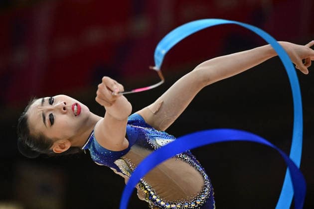 OTHER - Gymnastics - 42nd Rhythmic gymnastics, Rhythmische Sportgymnastik, RSG World Championships Photo by IPA ABACAPRESS.COM87441437 - WANG Qi (CHN) performing her ribbon routine during the 42nd Rhythmic Gymnastics World Championships in Frankfurt am Main, Germany, on August 13, 2026 Frankfurt am Main Germany  Copyright: xIPAxSport ABACAx