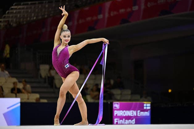 OTHER - Gymnastics - 42nd Rhythmic gymnastics, Rhythmische Sportgymnastik, RSG World Championships Photo by IPA ABACAPRESS.COM87441438 - Emmi PIIROINEN (FIN) performing her ribbon routine at the 42nd Rhythmic Gymnastics World Championships in Frankfurt am Main, Germany, on August 13, 2026 Frankfurt am Main Germany  Copyright: xIPAxSport ABACAx