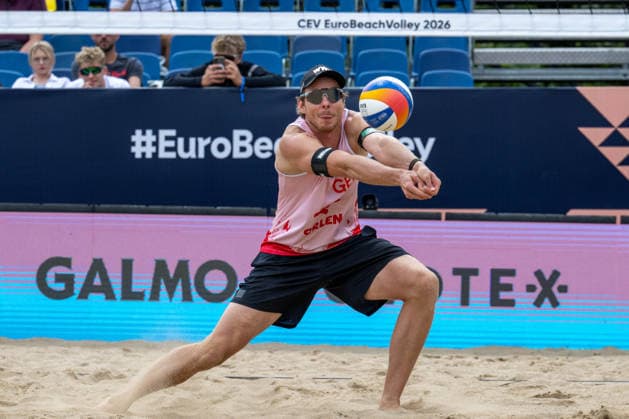 STARE JABLONKI, POLEN - AUGUST 13: Nils Ehlers (Player 1, GER) during the European Championships Beach volleyball, Beachvolleyball at Stare Jablonki on August 13, 2026 in Stare Jablonki, Polen. Polen Copyright: xPeterxWeberx