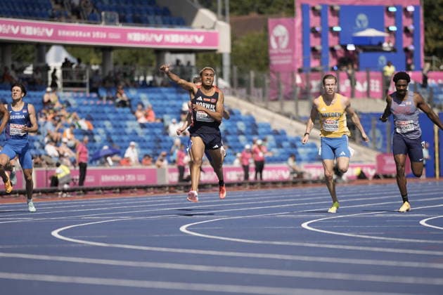 EM i friidrett utendors 2026 - Dag 4 Birmingham, England 20260813. Kenny Emi Tijani-Ajayi i ovelsen 200 meter menn forsok under EM i friidrett 2026 pa Alexander Stadium i Birmingham torsdag. Foto: Beate Oma Dahle NTB Birmingham England EDITORIAL USE ONLY. RESTRICTED USE FOR BETTING COMPANIES Ref:_SPOeCzULMeQxf4.jpg *** 2026 European Outdoor Athletics Championships, Day 4, Birmingham, England 20260813 Kenny Emi Tijani Ajayi in the men’s 200-meter preliminary round at the 2026 European Athletics Championships at Alexander Stadium in Birmingham on Thursday. Photo: Beate Oma Dahle, NTB, Birmingham, England. EDITORIAL USE ONLY. RESTRICTED USE FOR BETTING COMPANIES  Copyright: xBeatexOmaxDahlex xNTBx