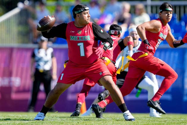 Diego Rodolfo Perez Arvizu (Mexico) in action during the Men s 2026 IFAF Flag Football World Championships group stage match between Mexico v Germany at Flag Football Complex Dusseldorf-Garath on August 13, 2026 in Dusseldorf, Germany. (Photo by Alex Gottschalk DeFodi Images) - *** Diego Rodolfo Perez Arvizu of Mexico in action during the group stage match of the 2026 IFAF Men’s Flag Football World Championships between Mexico and Germany at the Flag Football Complex in Düsseldorf-Garath on August 13, 2026, in Düsseldorf, Germany. Photo by Alex Gottschalk, DeFodi Images