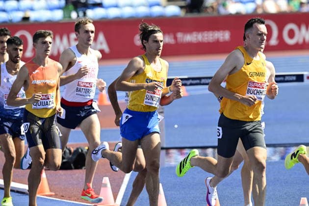 BIRMINGHAM, STORBRITANNIEN 20260813 Sveriges Simon Sundström under 3000 meter försök i hinder under friidrotts-EM pa Alexander Stadium i Birmingham. *** Bilden ingar i SPORTPAKET. För övriga BETALBILD. *** BIRMINGHAM STORBRITANNIEN x10030x *** BIRMINGHAM, UNITED KINGDOM 20260813 Sweden s Simon Sundström during the 3,000-meter steeplechase heats at the European Athletics Championships at Alexander Stadium in Birmingham *** This image is included in the SPORT PACKAGE; for other images, see PAID CONTENT *** BIRMINGHAM, UNITED KINGDOM x10030x  Copyright: xJonasxEkströmer TTx FRIIDROTTS-EM 2026