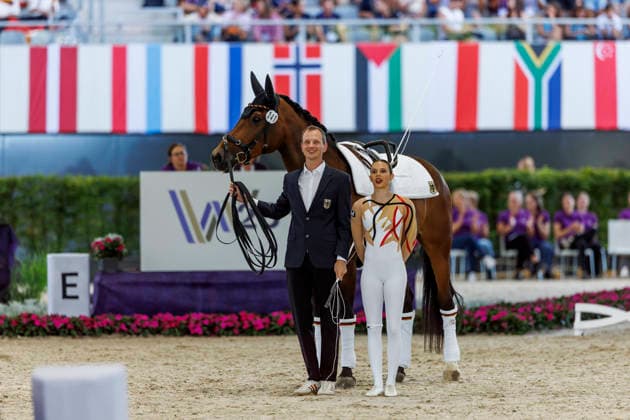 AACHEN - FEI World Championships 2026, AACHEN - FEI World Championships 2026 LAYHER Alica (GER), FBW Candy, ZEMBROT Daniel (GER Longe) FEI Vaulting World Championship, WM, Weltmeisterschaft Individual Female Aachen, Reitstadion Soers 13. August 2026 - *** AACHEN FEI World Championships 2026, AACHEN FEI World Championships 2026 LAYHER Alica GER, FBW Candy, ZEMBROT Daniel GER Lunge FEI Vaulting World Championship Individual Female Aachen, Soers Equestrian Stadium, August 13, 2026
