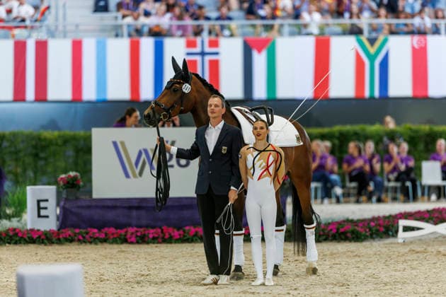AACHEN - FEI World Championships 2026, AACHEN - FEI World Championships 2026 LAYHER Alica (GER), FBW Candy, ZEMBROT Daniel (GER Longe) FEI Vaulting World Championship, WM, Weltmeisterschaft Individual Female Aachen, Reitstadion Soers 13. August 2026 - *** AACHEN FEI World Championships 2026, AACHEN FEI World Championships 2026 LAYHER Alica GER, FBW Candy, ZEMBROT Daniel GER Lunge FEI Vaulting World Championship Individual Female Aachen, Soers Equestrian Stadium, August 13, 2026