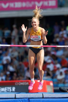 BIRMINGHAM, GREAT BRITAIN - AUGUST 13, 2026: Christina HONSEL (GER Germany) reacts in the high jump qualification during the European Athletics Championships at Alexander Stadium on August 13, 2026 in Birmingham, Great Britain. Great Britain Copyright: xAxelxKohringx