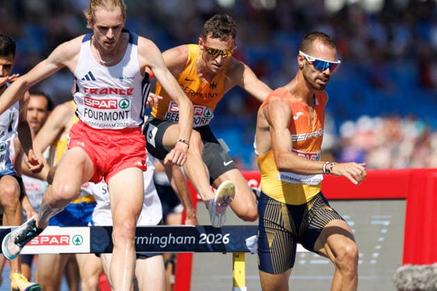 BIRMINGHAM, GREAT BRITAIN - AUGUST 13, 2026: Karl BEBENDORF (GER Germany) competing in the 3000m steeplechase qualification round during the European Athletics Championships at Alexander Stadium on August 13, 2026 in Birmingham, Great Britain. Great Britain Copyright: xAxelxKohringx