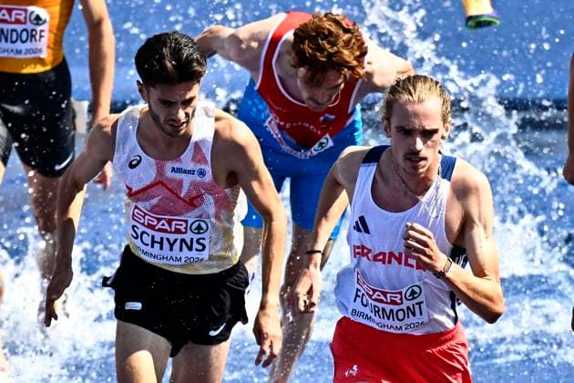 European Athletics Championships Birmingham 2026 - day 4 BIRMINGHAM, ENGLAND - AUGUST 13 : Schyns Remi (BEL), Fourmont Baptiste (FRA) in action during the 3000M Steeplechase Men Round 1 Heat 2on day 4 of the Birmingham 2026 European Athletics Championships on August 13, 2026 in Birmingham, England, 13 08 2026 Birmingham ENGLAND  Copyright: xTomasxSiskx