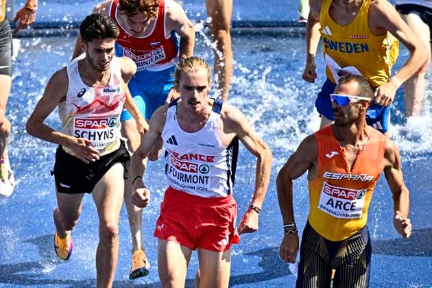 European Athletics Championships Birmingham 2026 - day 4 BIRMINGHAM, ENGLAND - AUGUST 13 : Schyns Remi (BEL), Fourmont Baptiste (FRA), Daniel Arce (ESP) in action during the 3000M Steeplechase Men Round 1 Heat 2on day 4 of the Birmingham 2026 European Athletics Championships on August 13, 2026 in Birmingham, England, 13 08 2026 Birmingham ENGLAND  Copyright: xTomasxSiskx