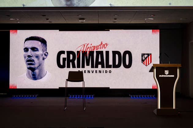 Alejandro Grimaldo unveiling as new player of Atletico de Madrid A general view of the press room during the unveiling of Alejandro Grimaldo as new player of Atletico de Madrid at Estadio Riyadh Air Metropolitano on August 13, 2026 in Madrid, Spain. Madrid Estadio Riyadh Air Metropolitano Madrid Spain Copyright: xAlbertoxGardinx AGardin_20260813_Grimaudo_0001
