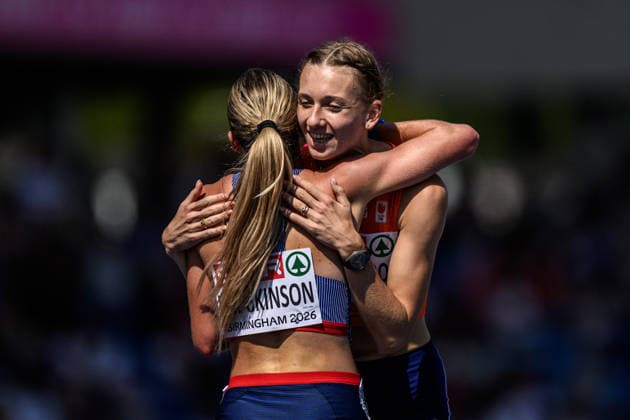 260813 Keely Hodgkinson of Great Britain and Femke Broeders-Bol of Netherlands after competing in women™s 800 meter semi final during day 4 of the 2026 European Athletics Championships on August 13, 2026 in Birmingham. Photo: Mathias Bergeld BILDBYRAN kod MB MT1068 friidrott athletics friidrett friidrotts-em em friidretts-em 2026 european athletics championships 4 bbeng *** August 13, 2026: Keely Hodgkinson of Great Britain and Femke Broeders Bol of the Netherlands after competing in the women’s 800-meter semifinal on Day 4 of the 2026 European Athletics Championships on August 13, 2026 in Birmingham. Photo by Mathias Bergeld. BILDBYRAN code MB MT1068. track and field, athletics, friidrett, friidrotts EM, 2026 European Athletics Championships, 4 BBENG  Copyright: MATHIASxBERGELD BB260813MB049