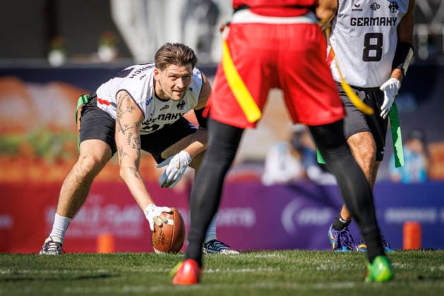 Mexico (MEX) vs. Germany (GER), Day 1 Men at IFAF Flag Football Championships Düsseldorf 2026, 13.08.2026 Duesseldorf, Germany - Aug. 13, 2026: Fabian Achenbach (GER 21) during the match between Mexico (MEX) vs. Germany (GER) on the first day of the Men IFAF Flag Football World Championships at the Bezirkssportanlage Duesseldorf Garath *** Mexico (MEX) vs. Germany (GER), Day 1 Men s Division at the IFAF Flag Football Championships in Düsseldorf 2026, August 13, 2026, Düsseldorf, Germany. Fabian Achenbach (GER 21) during the match between Mexico (MEX) and Germany (GER) on the first day of the Men’s IFAF Flag Football World Championships at the Bezirkssportanlage Düsseldorf Garath Copyright: xBEAUTIFULxSPORTS B.Hoffmannx