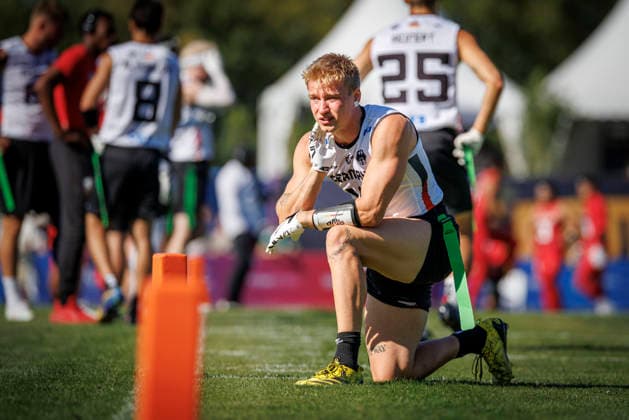 Mexico (MEX) vs. Germany (GER), Day 1 Men at IFAF Flag Football Championships Düsseldorf 2026, 13.08.2026 Duesseldorf, Germany - Aug. 13, 2026: Ben Fröhlich (GER 10) during the match between Mexico (MEX) vs. Germany (GER) on the first day of the Men IFAF Flag Football World Championships at the Bezirkssportanlage Duesseldorf Garath *** Mexico (MEX) vs. Germany (GER), Day 1 Men s Division at the IFAF Flag Football Championships Düsseldorf 2026, August 13, 2026, Düsseldorf, Germany. Ben Fröhlich (GER 10) during the match between Mexico (MEX) and Germany (GER) on the first day of the Men’s IFAF Flag Football World Championships at the Bezirkssportanlage Düsseldorf Garath Copyright: xBEAUTIFULxSPORTS B.Hoffmannx