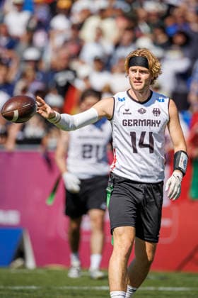 Mexico (MEX) vs. Germany (GER), Day 1 Men at IFAF Flag Football Championships Düsseldorf 2026, 13.08.2026 Duesseldorf, Germany - Aug. 13, 2026: Philipp Marco Klein (GER 14) during the match between Mexico (MEX) vs. Germany (GER) on the first day of the Men IFAF Flag Football World Championships at the Bezirkssportanlage Duesseldorf Garath *** Mexico (MEX) vs. Germany (GER), Day 1 Men s Division at the IFAF Flag Football Championships in Düsseldorf 2026, August 13, 2026, Düsseldorf, Germany. Philipp Marco Klein (GER 14) during the match between Mexico (MEX) and Germany (GER) on the first day of the Men’s IFAF Flag Football World Championships at the Bezirkssportanlage Düsseldorf Garath Copyright: xBEAUTIFULxSPORTS B.Hoffmannx