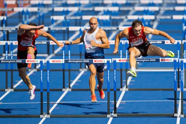 BIRMINGHAM, UNITED KINGDOM - AUGUST 13: Nino Portmann of Switzerland and Andrin Huber of Switzerland competes in the Men s Decathlon during the European Athletics Championships at Alexander Stadium on August 13, 2026 in Birmingham, United Kingdom. England United Kingdom Copyright: xBEAUTIFULxSPORTS TobiasxLacknerx