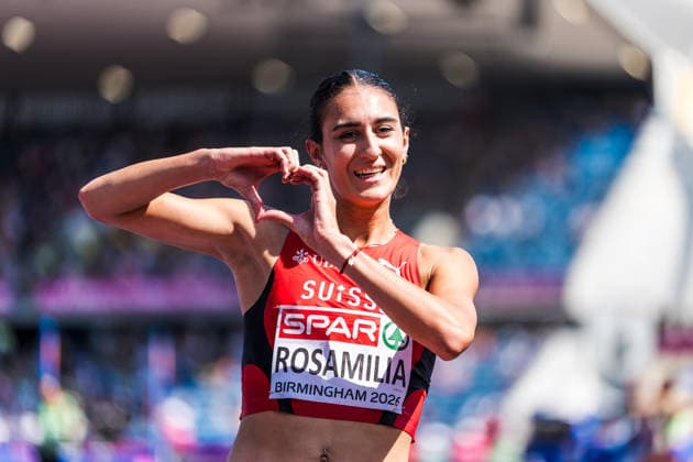 European Athletics Championships; Birmingham, 13.08.2026 BIRMINGHAM, UNITED KINGDOM - AUGUST 13: Valentina Rosamilia (Switzerland) reacts after the semi final of the womens 800 m on August 13, 2026 in Birmingham, United Kingdom. *** European Athletics Championships, Birmingham, August 13, 2026 BIRMINGHAM, UNITED KINGDOM AUGUST 13 Valentina Rosamilia of Switzerland reacts after the semifinal of the women s 800-meter race on August 13, 2026, in Birmingham, United Kingdom Copyright: xBEAUTIFULxSPORTS UlfxSchillerx