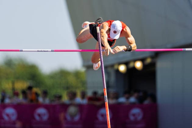 BIRMINGHAM, UNITED KINGDOM - AUGUST 13: Nino Portmann of Switzerland competes in the Men s Decathlon Pole Vault during the European Athletics Championships at Alexander Stadium on August 13, 2026 in Birmingham, United Kingdom. England United Kingdom Copyright: xBEAUTIFULxSPORTS TobiasxLacknerx
