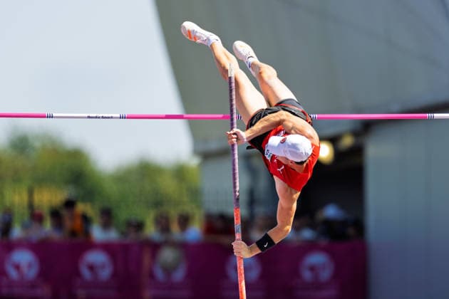 BIRMINGHAM, UNITED KINGDOM - AUGUST 13: Nino Portmann of Switzerland competes in the Men s Decathlon Pole Vault during the European Athletics Championships at Alexander Stadium on August 13, 2026 in Birmingham, United Kingdom. England United Kingdom Copyright: xBEAUTIFULxSPORTS TobiasxLacknerx