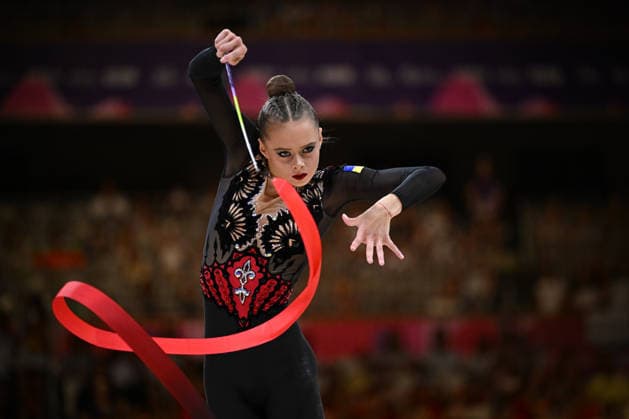 IPA87446451 - ONOFRIICHUK Taisiia (UKR) ribbon routine at the 42nd Rhythmic gymnastics, Rhythmische Sportgymnastik, RSG World Championships, held in Frankfurt am Main, Germany, on August 13, 2026  Copyright: xFilippoxTomasi IPAxSportx xx 87446451