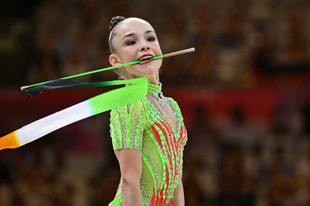 IPA87446452 - NIKOLOVA Stiliana (BUL) performing her ribbon routine at the 42nd Rhythmic gymnastics, Rhythmische Sportgymnastik, RSG World Championships in Frankfurt am Main, Germany, on August 13, 2026  Copyright: xFilippoxTomasi IPAxSportx xx 87446452