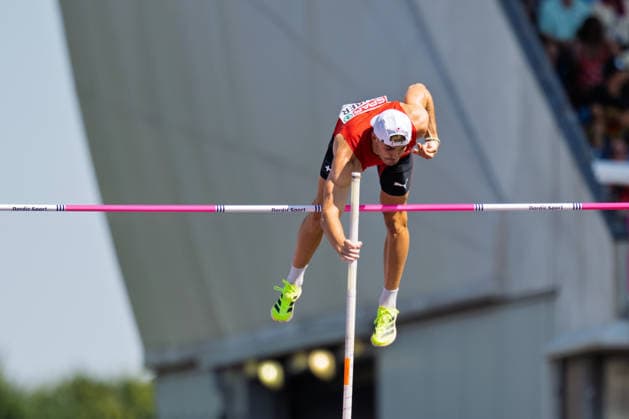 BIRMINGHAM, UNITED KINGDOM - AUGUST 13: Andrin Huber of Switzerland competes in the Men s Decathlon Pole Vault during the European Athletics Championships at Alexander Stadium on August 13, 2026 in Birmingham, United Kingdom. England United Kingdom Copyright: xBEAUTIFULxSPORTS TobiasxLacknerx