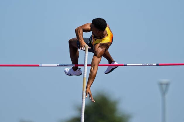 BIRMINGHAM, UNITED KINGDOM - AUGUST 13: Leo Neugebauer of Germany competes in the Men s Decathlon Pole Vault during the European Athletics Championships at Alexander Stadium on August 13, 2026 in Birmingham, United Kingdom. England United Kingdom Copyright: xBEAUTIFULxSPORTS TobiasxLacknerx