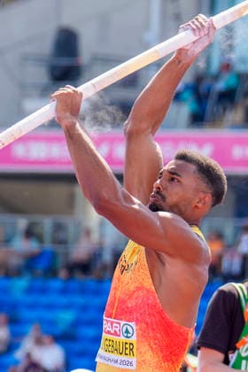 BIRMINGHAM, GREAT BRITAIN - AUGUST 13, 2026 : Leo NEUGEBAUER (GER Germany) competing in the pole vault in the decathlon during the European Athletics Championships at Alexander Stadium on August 13, 2026 in Birmingham, Great Britain. Great Britain Copyright: xLeahxKohringx
