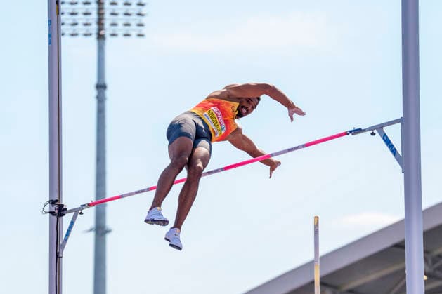 BIRMINGHAM, GREAT BRITAIN - AUGUST 13, 2026 : Leo NEUGEBAUER (GER Germany) competing in the pole vault in the decathlon during the European Athletics Championships at Alexander Stadium on August 13, 2026 in Birmingham, Great Britain. Great Britain Copyright: xLeahxKohringx