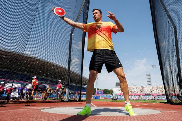 BIRMINGHAM, GREAT BRITAIN - AUGUST 13, 2026: Niklas KAUL (GER Germany) competing in the discus throw of the decathlon during the European Athletics Championships at Alexander Stadium on August 13, 2026 in Birmingham, Great Britain. Great Britain Copyright: xAxelxKohringx