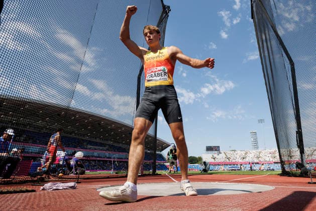 BIRMINGHAM, GREAT BRITAIN - AUGUST 13, 2026: Amadeus GRÄBER (GER Germany) reacts in the discus throw of the decathlon during the European Athletics Championships at Alexander Stadium on August 13, 2026 in Birmingham, Great Britain. Great Britain Copyright: xAxelxKohringx